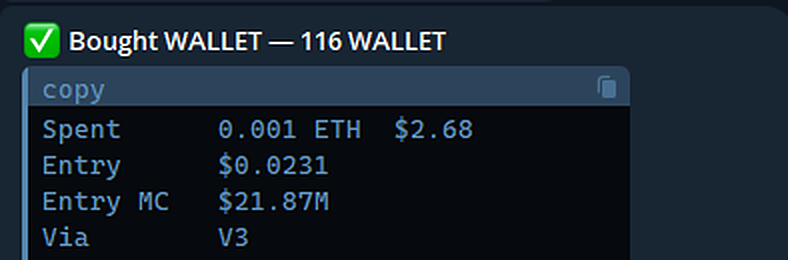 The bot's Bought message