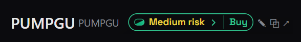The Lens mark beside a token name: Medium risk, with a Buy button